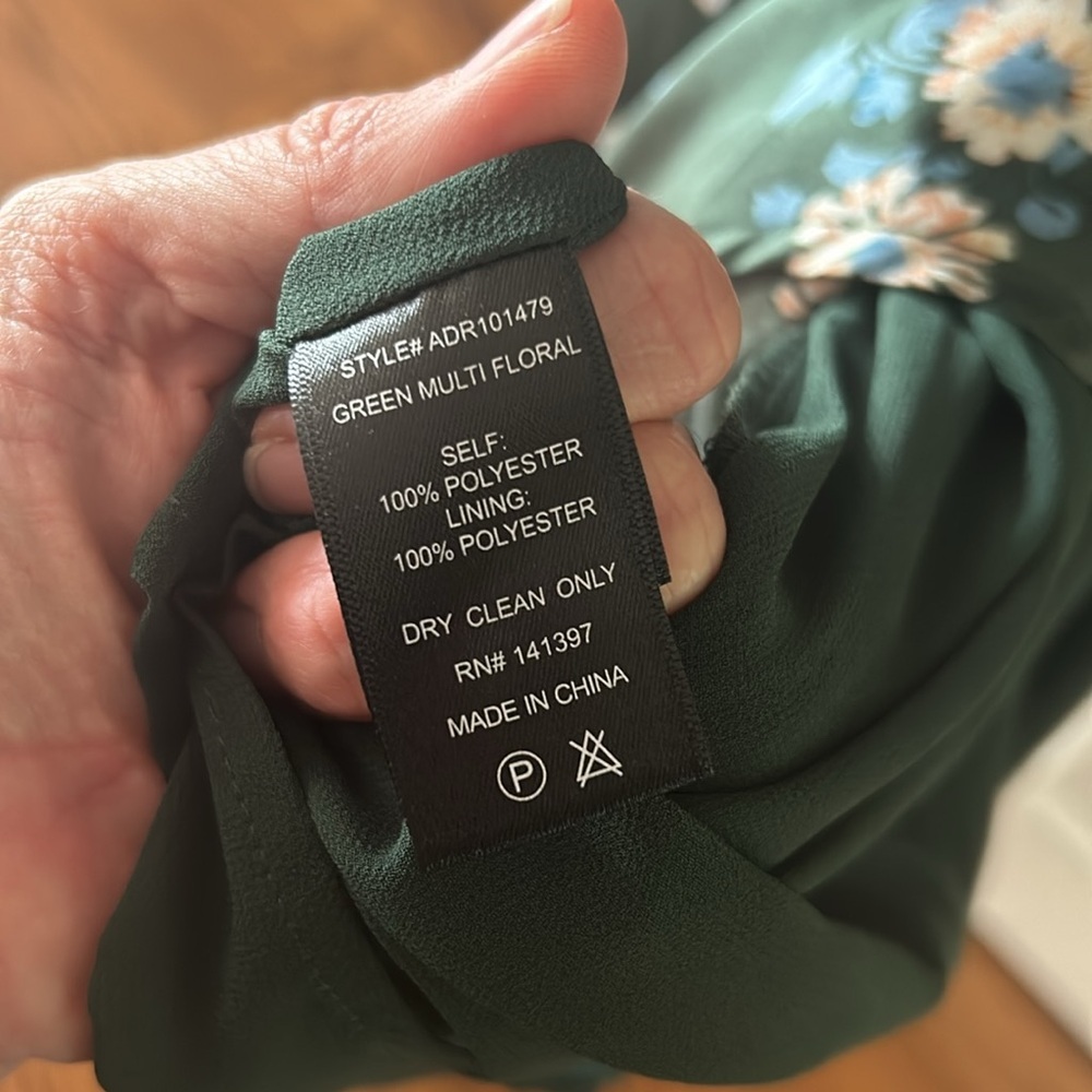🎀 ASTR THE LABEL green floral satin milk maid dress XL Euc - Picture 10 of 13